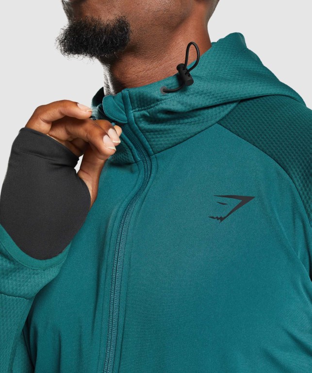 Gymshark Apex Zip Men's Hoodies Turquoise | UAE-62XYER