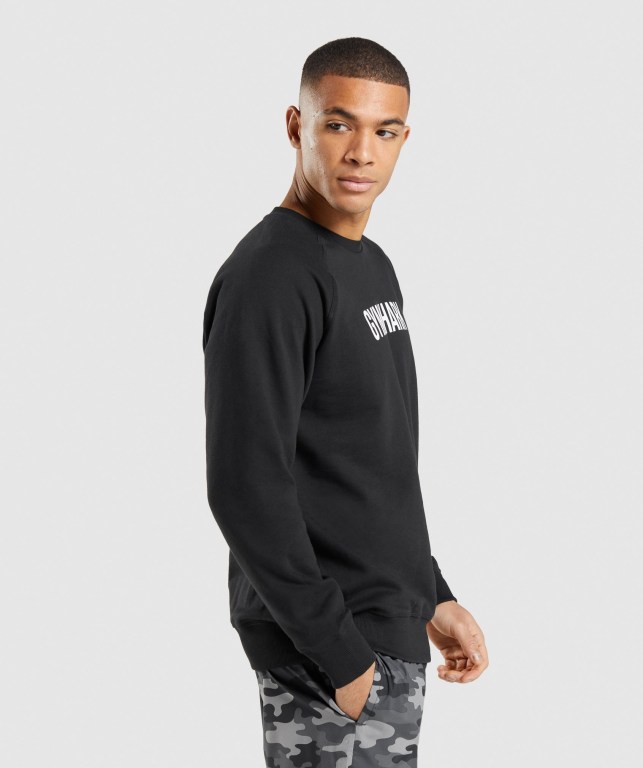 Gymshark Apollo Crew Men's Hoodies Black | UAE-25LJPO