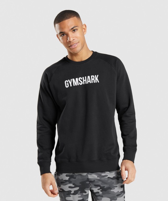 Gymshark Apollo Crew Men\'s Hoodies Black | UAE-25LJPO