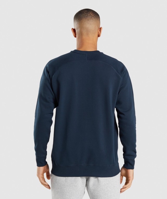 Gymshark Apollo Crew Men's Hoodies Navy | UAE-82AICW