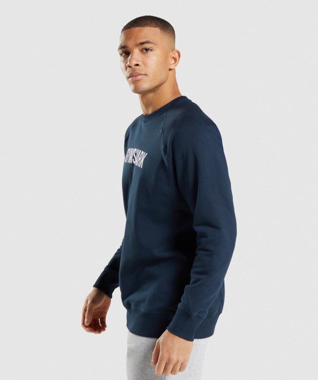 Gymshark Apollo Crew Men's Hoodies Navy | UAE-82AICW