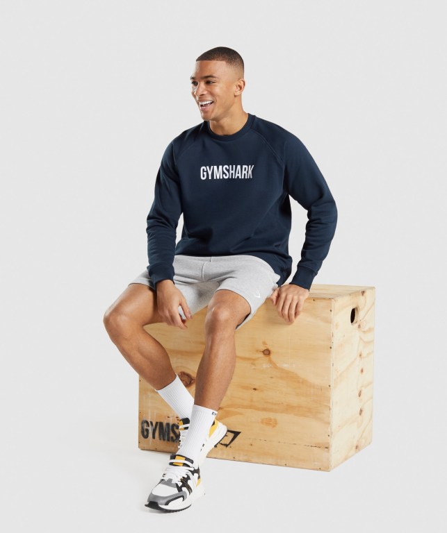 Gymshark Apollo Crew Men's Hoodies Navy | UAE-82AICW