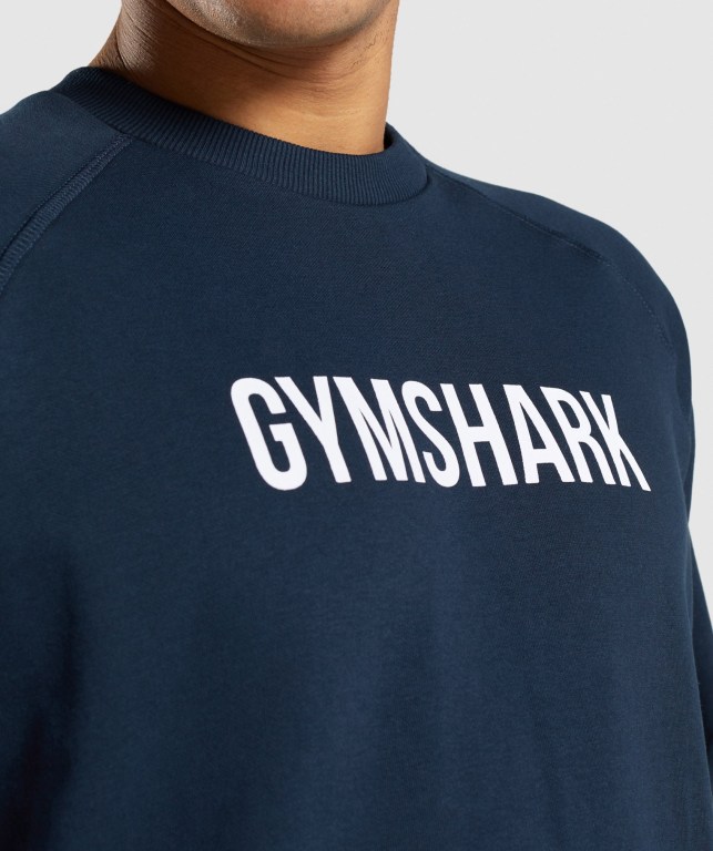 Gymshark Apollo Crew Men's Hoodies Navy | UAE-82AICW