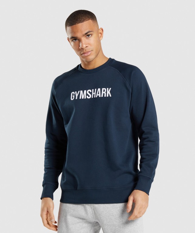 Gymshark Apollo Crew Men\'s Hoodies Navy | UAE-82AICW