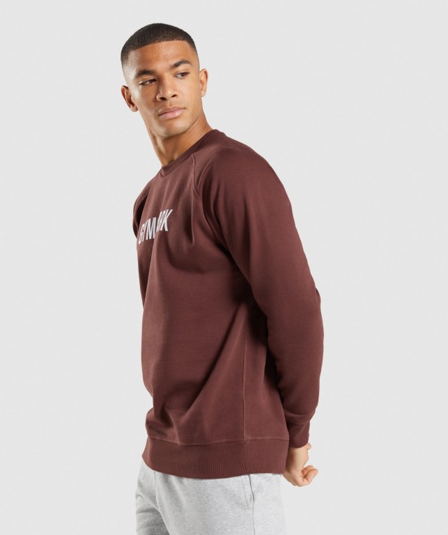 Gymshark Apollo Crew Men's Hoodies Pink Brown | UAE-57ZLMQ