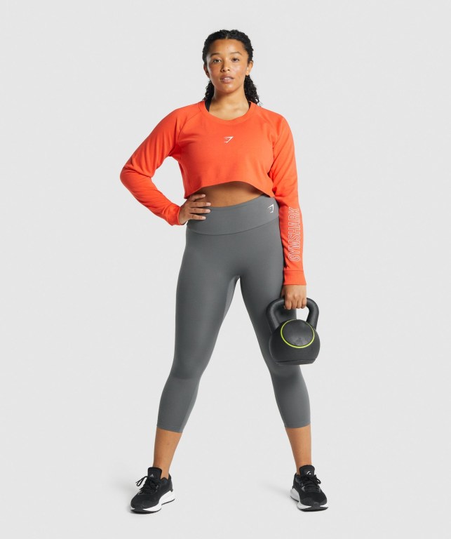 Gymshark Apollo Graphic Cropped Sweater Women's Hoodies Orange | UAE-36IKQL