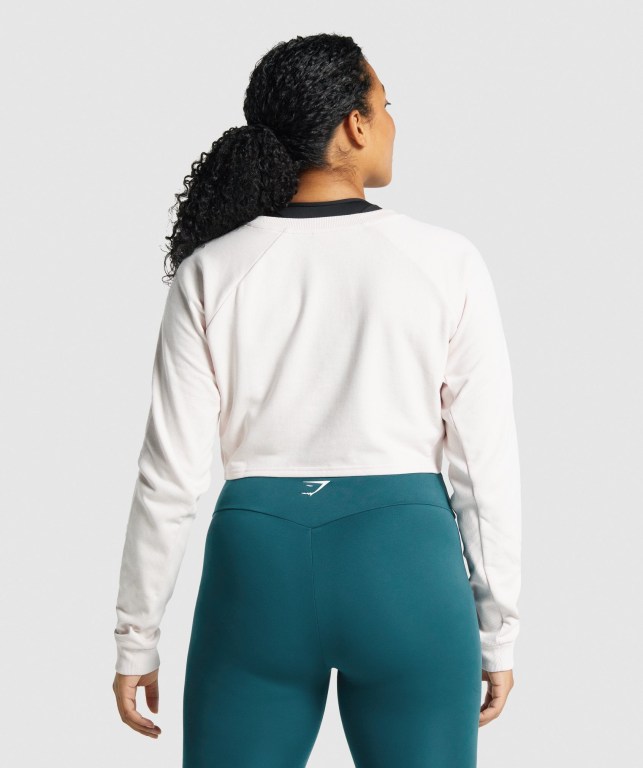 Gymshark Apollo Graphic Cropped Sweater Women's Hoodies Cream | UAE-74JQPW