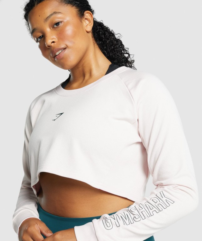 Gymshark Apollo Graphic Cropped Sweater Women's Hoodies Cream | UAE-74JQPW