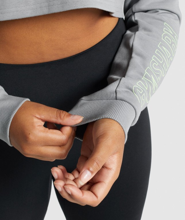 Gymshark Apollo Graphic Cropped Sweater Women's Hoodies Grey | UAE-76WTNS