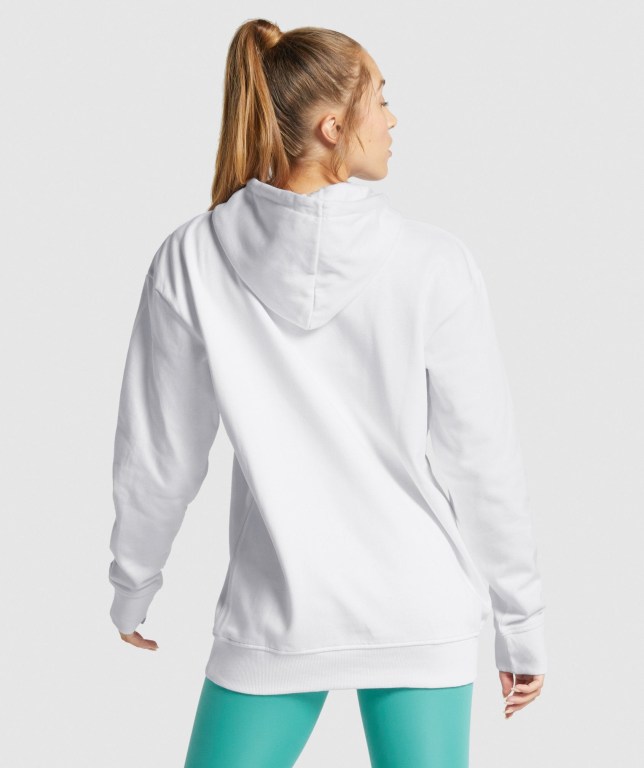 Gymshark Apollo Graphic Oversized Women's Hoodies White | UAE-17VZJU