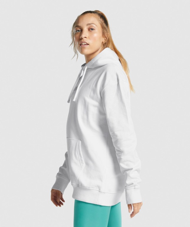 Gymshark Apollo Graphic Oversized Women's Hoodies White | UAE-17VZJU