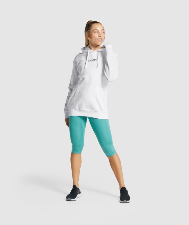 Gymshark Apollo Graphic Oversized Women's Hoodies White | UAE-17VZJU