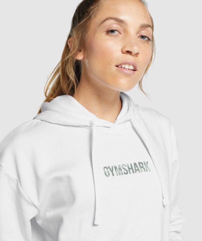 Gymshark Apollo Graphic Oversized Women's Hoodies White | UAE-17VZJU