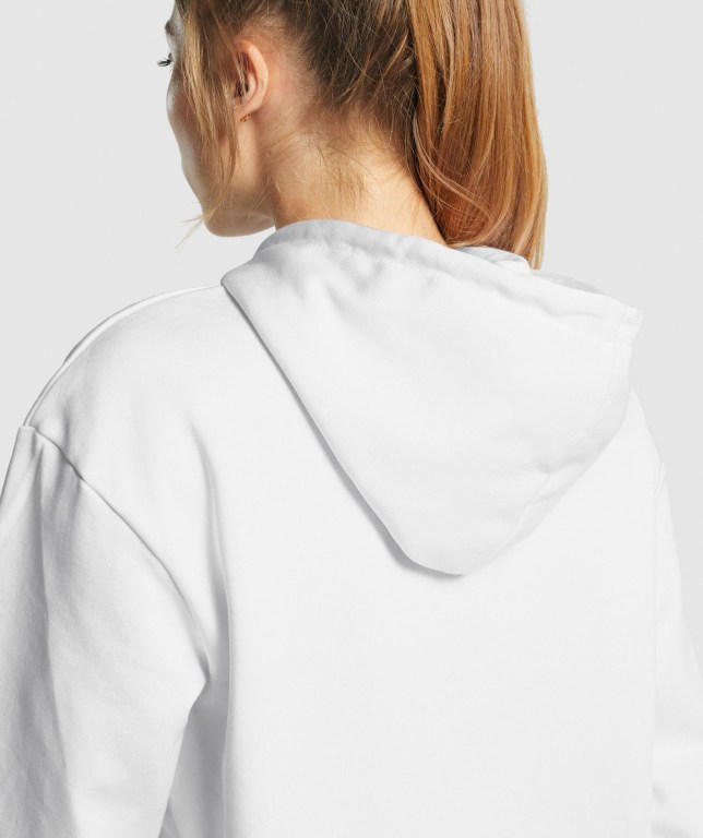 Gymshark Apollo Graphic Oversized Women's Hoodies White | UAE-17VZJU