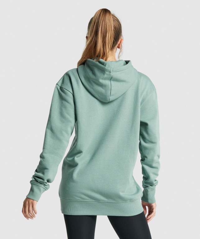 Gymshark Apollo Graphic Oversized Women's Hoodies Light Green | UAE-64QVSI