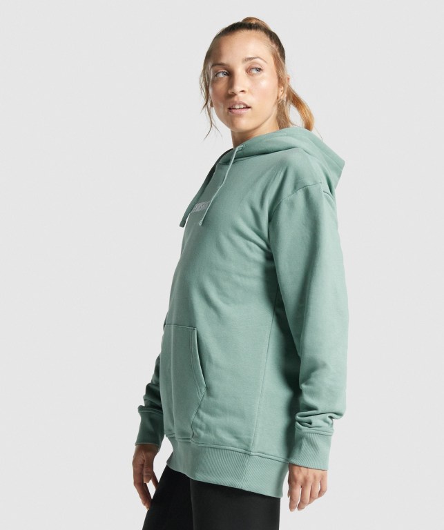 Gymshark Apollo Graphic Oversized Women's Hoodies Light Green | UAE-64QVSI