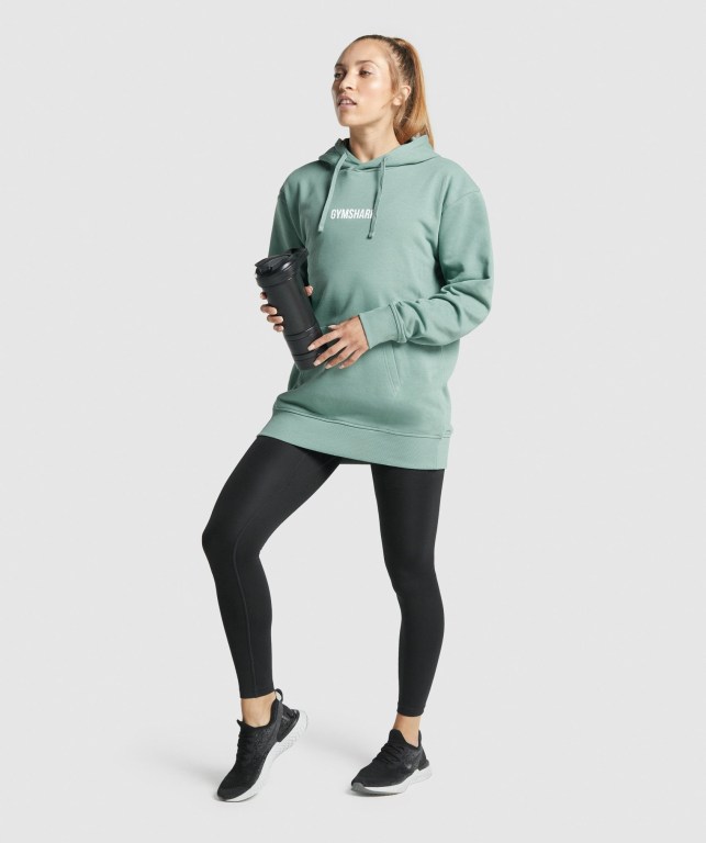 Gymshark Apollo Graphic Oversized Women's Hoodies Light Green | UAE-64QVSI