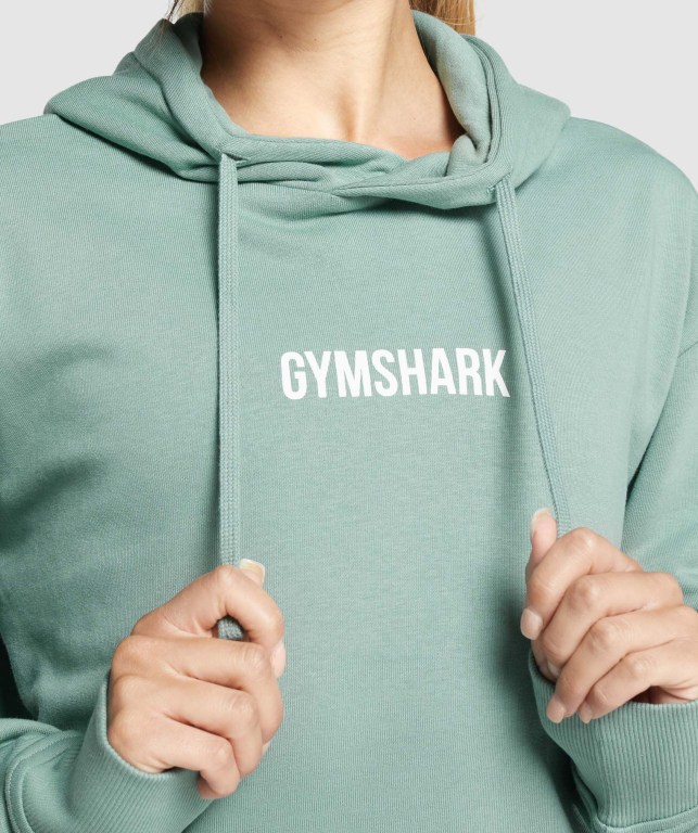 Gymshark Apollo Graphic Oversized Women's Hoodies Light Green | UAE-64QVSI