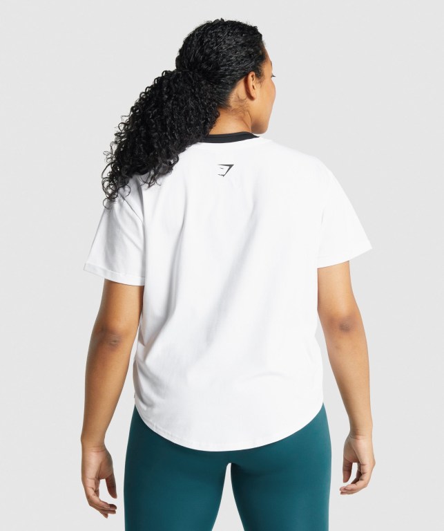 Gymshark Apollo Graphic Women's T Shirts White | UAE-13XQEB