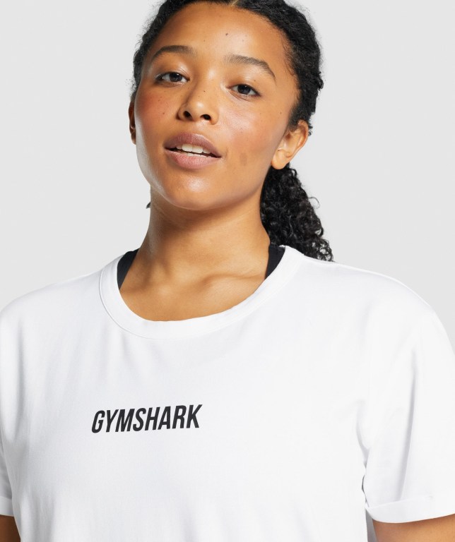 Gymshark Apollo Graphic Women's T Shirts White | UAE-13XQEB