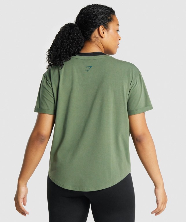 Gymshark Apollo Graphic Women's T Shirts Green | UAE-51SKDC