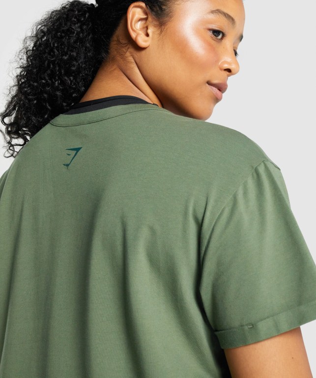 Gymshark Apollo Graphic Women's T Shirts Green | UAE-51SKDC