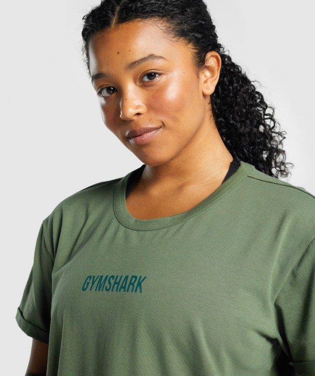 Gymshark Apollo Graphic Women's T Shirts Green | UAE-51SKDC