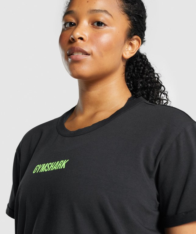 Gymshark Apollo Graphic Women's T Shirts Black | UAE-69XKWY