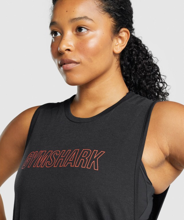 Gymshark Apollo Graphic Women's Tank Tops Black | UAE-06FRVB