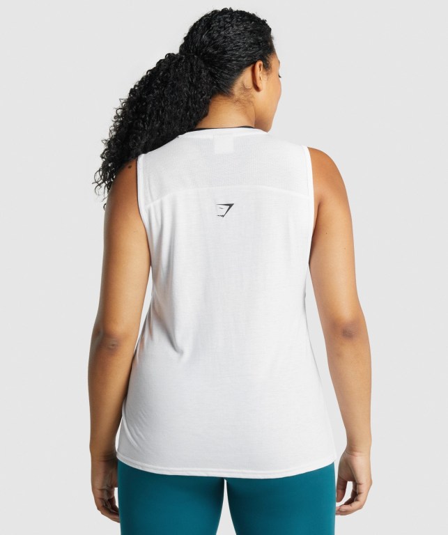 Gymshark Apollo Graphic Women's Tank Tops White | UAE-95UXRS