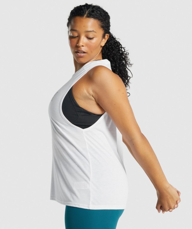 Gymshark Apollo Graphic Women's Tank Tops White | UAE-95UXRS