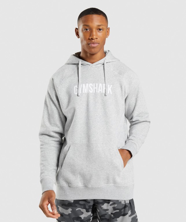 Gymshark Apollo Men\'s Hoodies Light Grey | UAE-59VRSJ