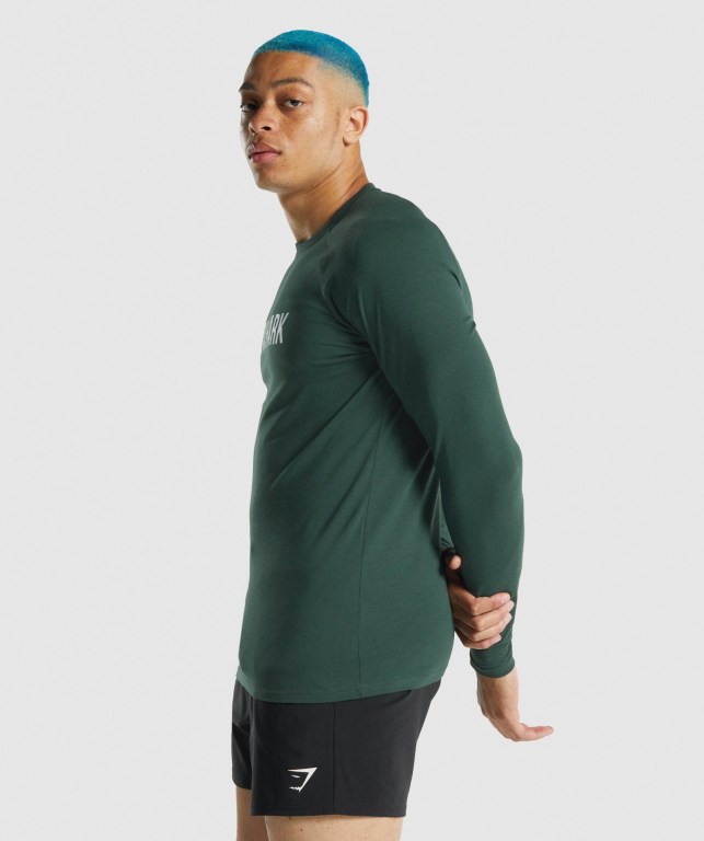 Gymshark Apollo Men's T Shirts Dark Green | UAE-14AGET