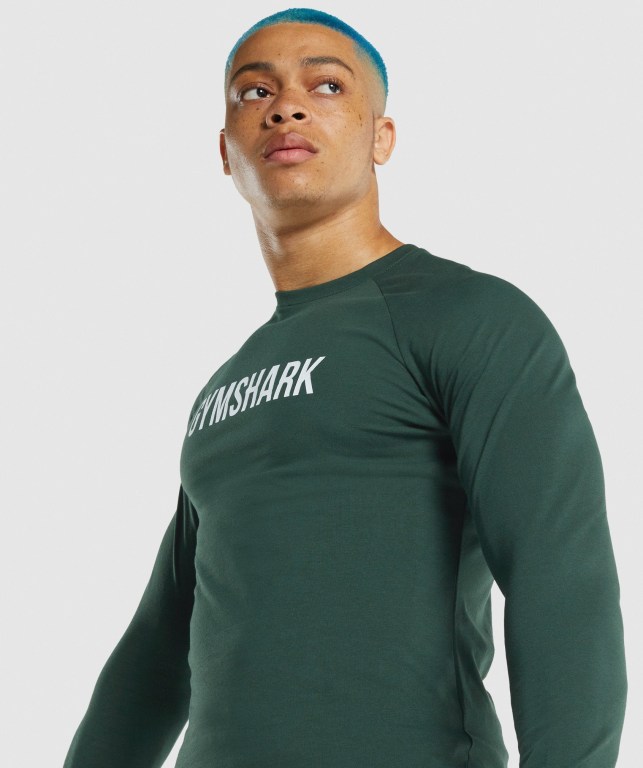 Gymshark Apollo Men's T Shirts Dark Green | UAE-14AGET