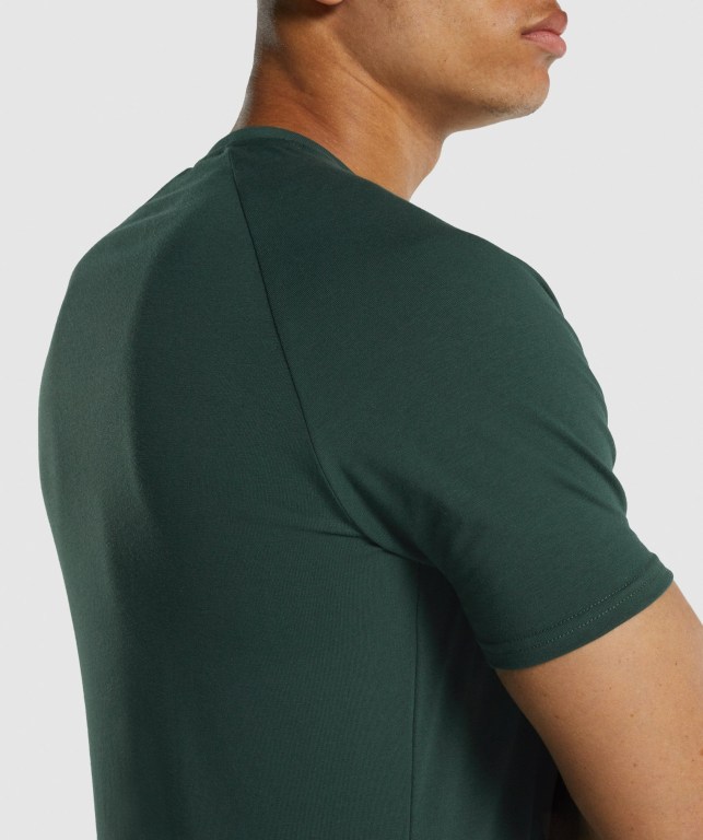 Gymshark Apollo Men's T Shirts Dark Green | UAE-36OGJD