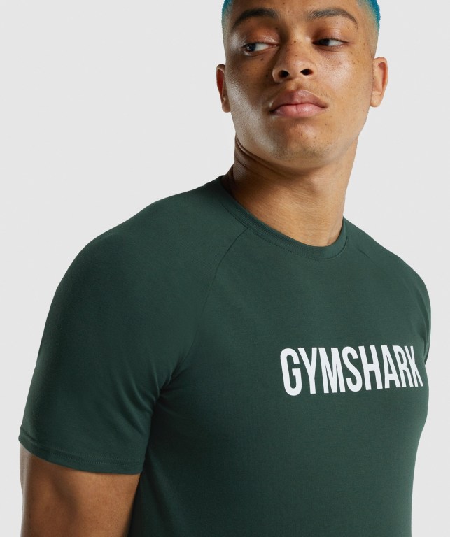 Gymshark Apollo Men's T Shirts Dark Green | UAE-36OGJD