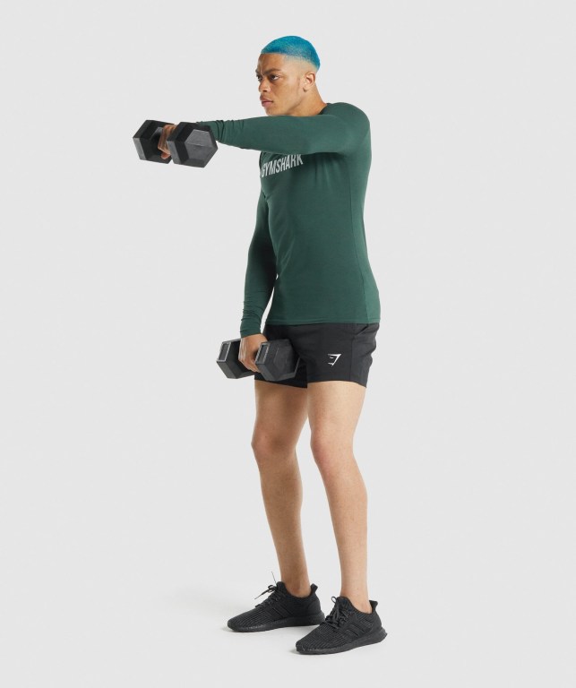 Gymshark Apollo Men's T Shirts Dark Green | UAE-78HIVS