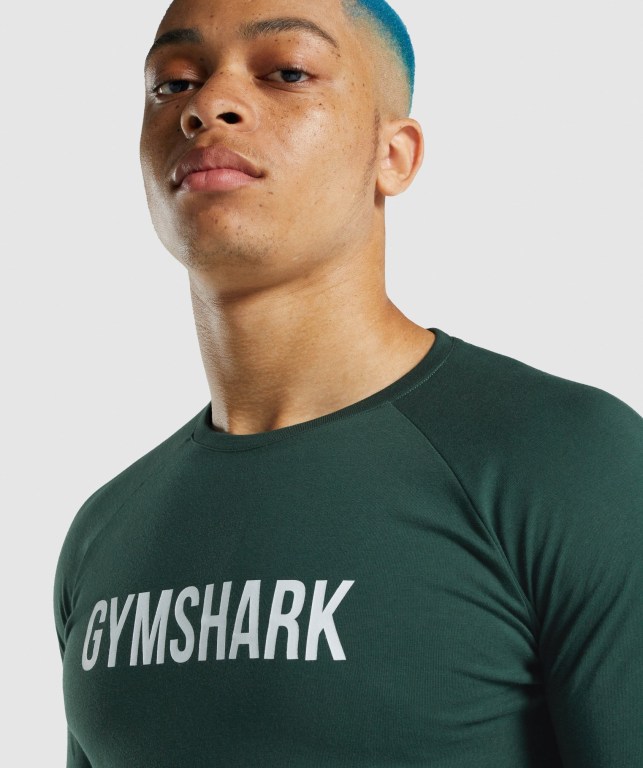 Gymshark Apollo Men's T Shirts Dark Green | UAE-78HIVS