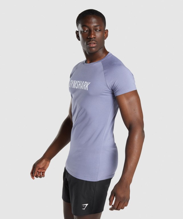 Gymshark Apollo Men's T Shirts Light Blue | UAE-98JOKP