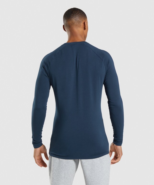 Gymshark Apollo Men's T Shirts Navy | UAE-19UPMB