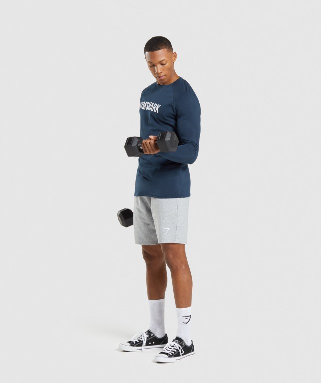 Gymshark Apollo Men's T Shirts Navy | UAE-19UPMB