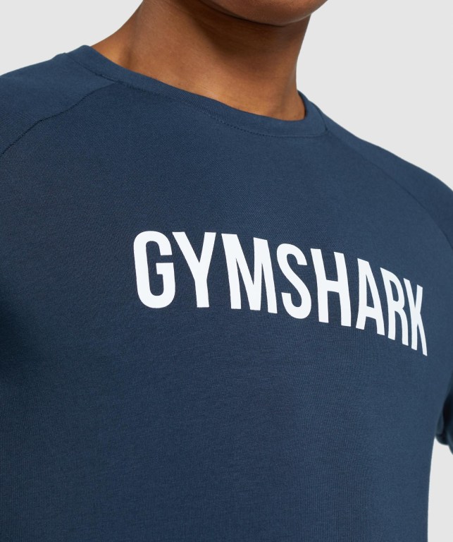 Gymshark Apollo Men's T Shirts Navy | UAE-19UPMB