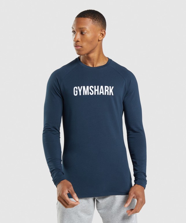 Gymshark Apollo Men\'s T Shirts Navy | UAE-19UPMB