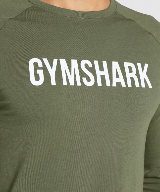 Gymshark Apollo Men's T Shirts Olive | UAE-47RJTY