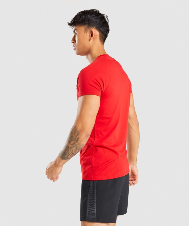 Gymshark Apollo Men's T Shirts Red | UAE-24MPXG