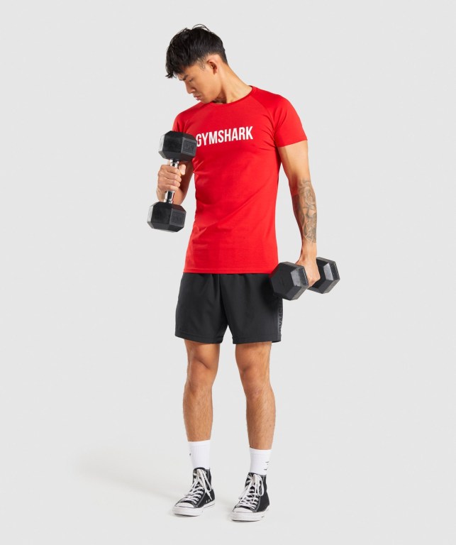 Gymshark Apollo Men's T Shirts Red | UAE-24MPXG