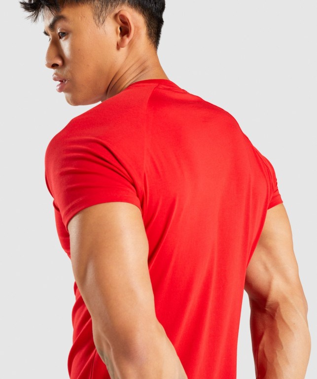 Gymshark Apollo Men's T Shirts Red | UAE-24MPXG