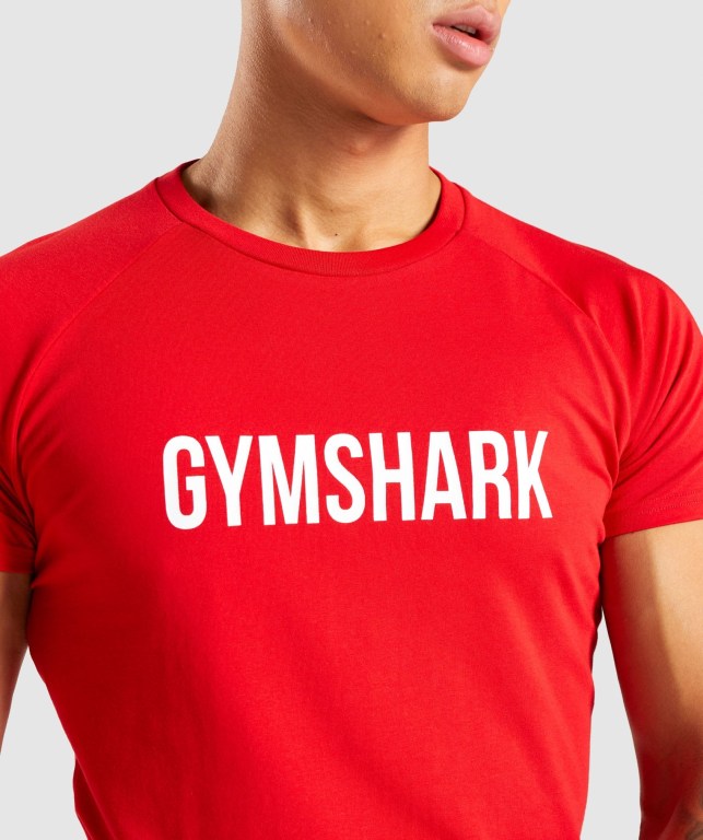 Gymshark Apollo Men's T Shirts Red | UAE-24MPXG