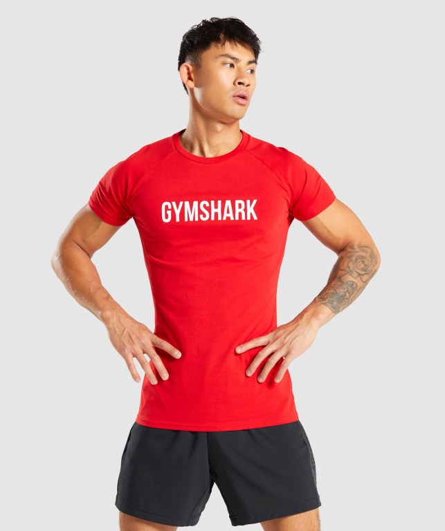 Gymshark Apollo Men\'s T Shirts Red | UAE-24MPXG