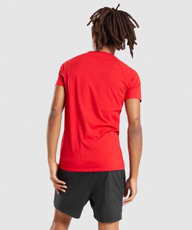 Gymshark Apollo Men's T Shirts Red | UAE-67MVLD